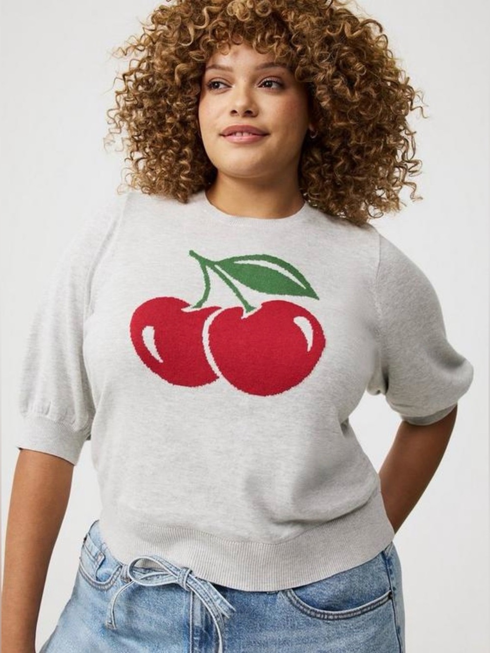 Torrid Cherry Short-Sleeve Sweater
